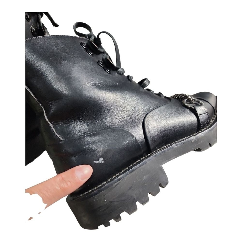 Burberry Chain Combat Boots Women Sz5 (IT35) Black Edgy Lug Sole Grunge designer - Picture 12 of 13